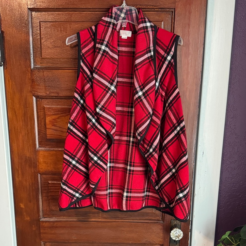 Chic Red Plaid Women's Vest